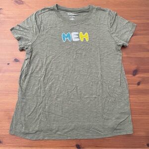 NWOT Super Soft by Torrid Slub Jersey “MEH” Beaded Shirt - Size 0